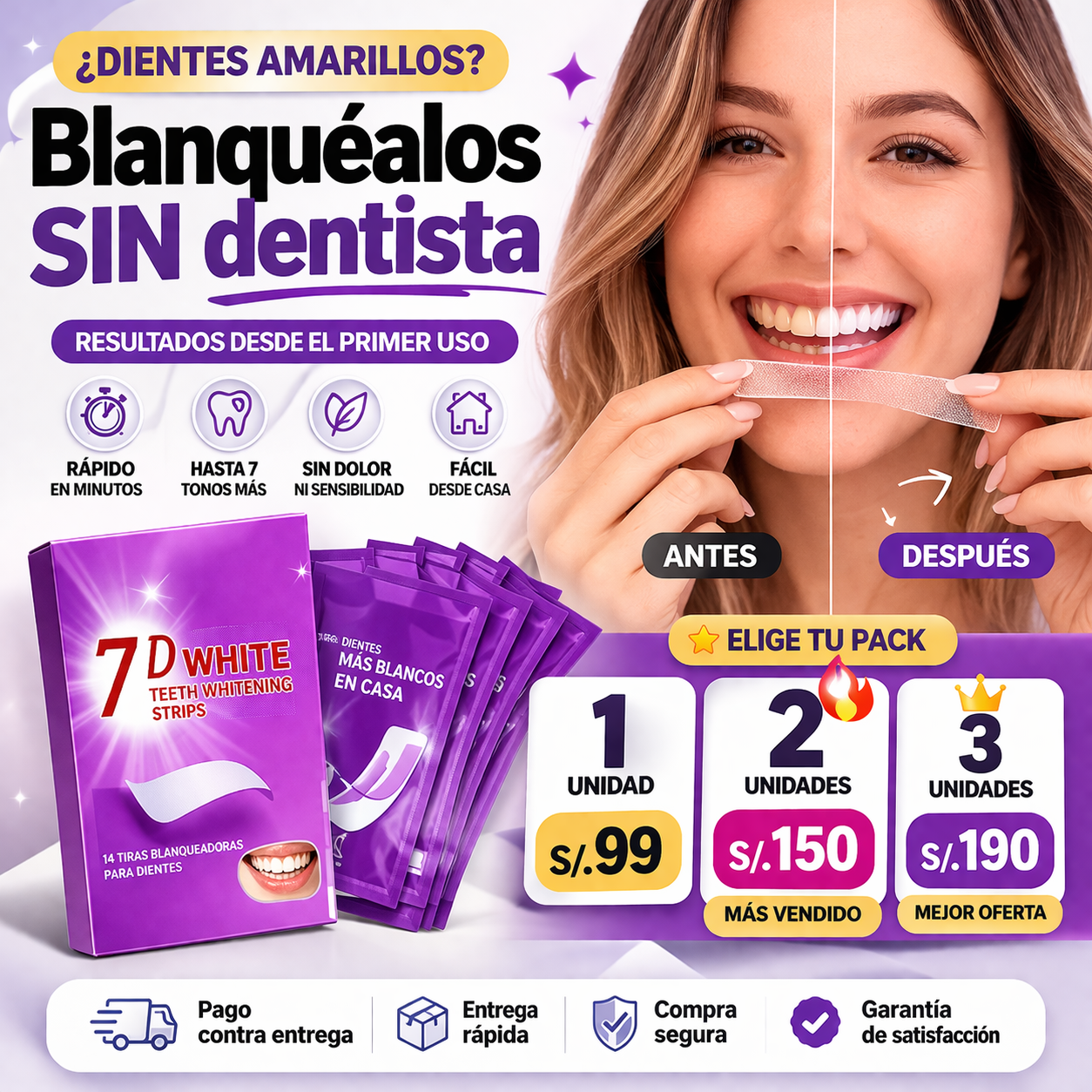 CINTAS BLANQUEADORAS DENTALES 7D WHITE
