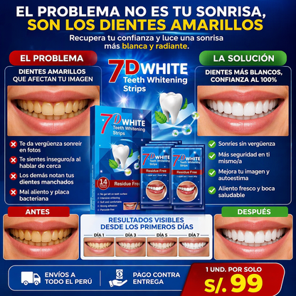 CINTAS BLANQUEADORAS DENTALES 7D WHITE